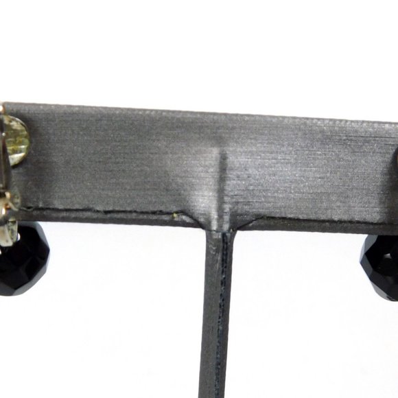 Drop Dangle Black Faceted Beaded Clip on Earrings - Picture 4 of 4